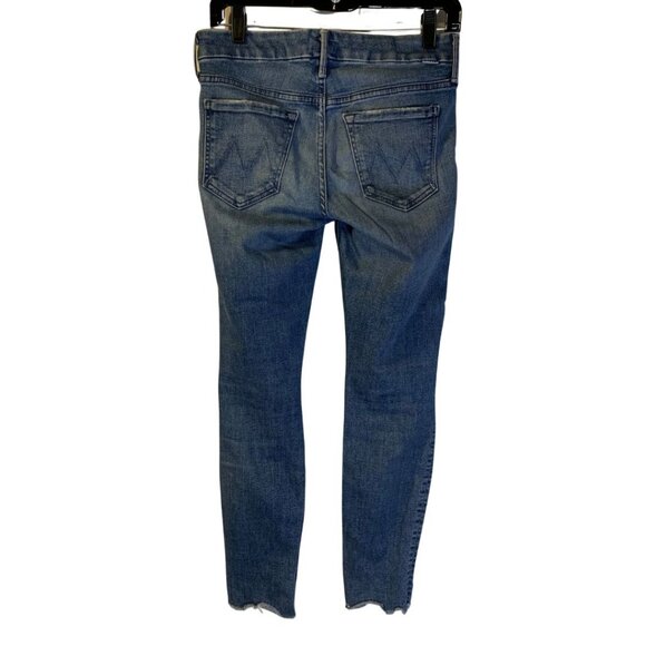 Mother Women's Looker Ankle Fray Jeans Size 26 Blue Boho Mid Rise Skinny Indie - Picture 2 of 10